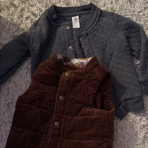 Carter's Quilted Gray Jacket and Brown Vest Set
